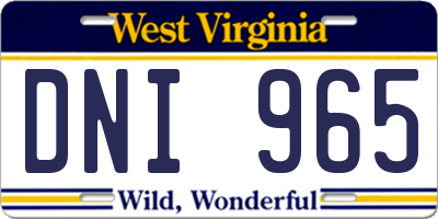 WV license plate DNI965