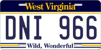 WV license plate DNI966