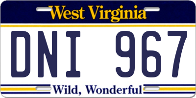 WV license plate DNI967