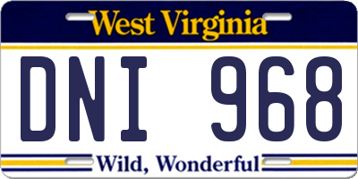 WV license plate DNI968