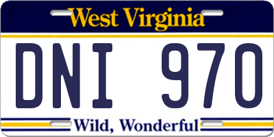 WV license plate DNI970