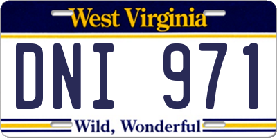 WV license plate DNI971