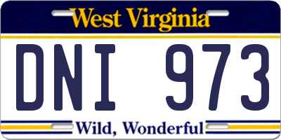 WV license plate DNI973