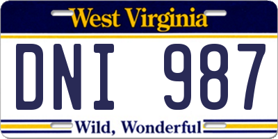 WV license plate DNI987