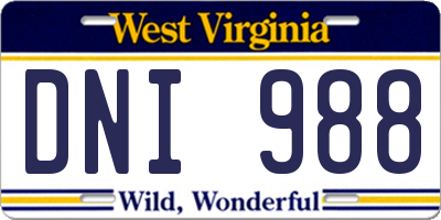 WV license plate DNI988