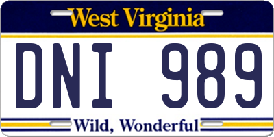WV license plate DNI989