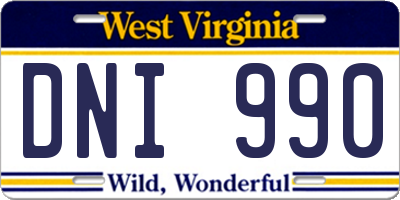 WV license plate DNI990