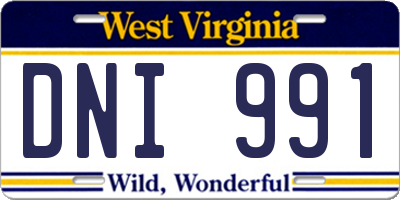WV license plate DNI991
