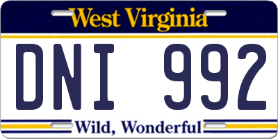 WV license plate DNI992