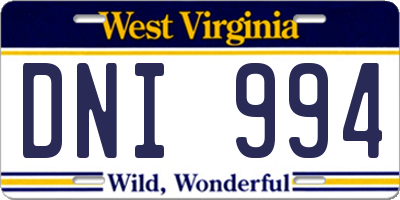 WV license plate DNI994