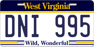 WV license plate DNI995