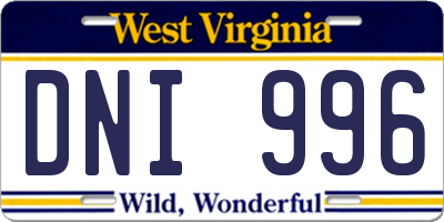 WV license plate DNI996