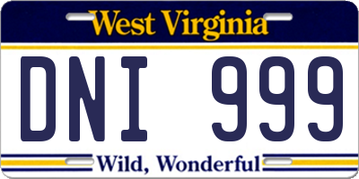 WV license plate DNI999