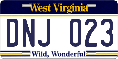 WV license plate DNJ023