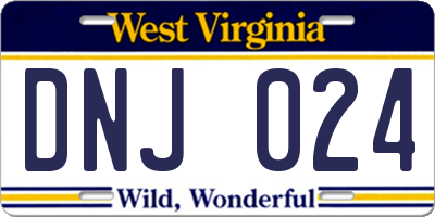 WV license plate DNJ024