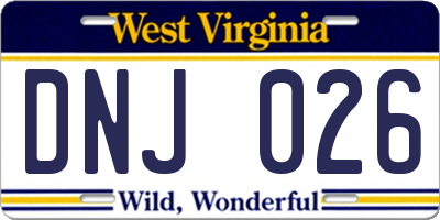 WV license plate DNJ026