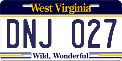 WV license plate DNJ027
