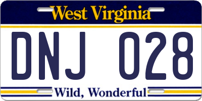 WV license plate DNJ028