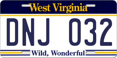 WV license plate DNJ032
