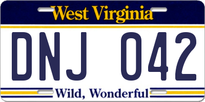 WV license plate DNJ042
