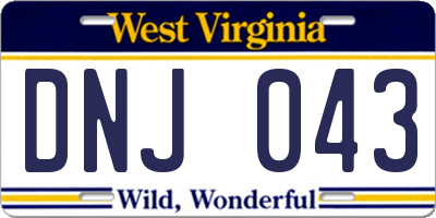 WV license plate DNJ043