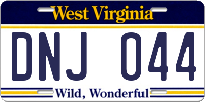 WV license plate DNJ044