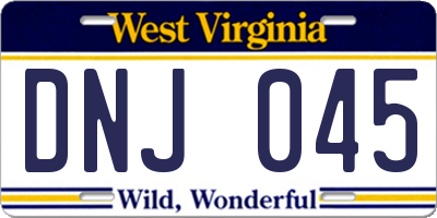 WV license plate DNJ045