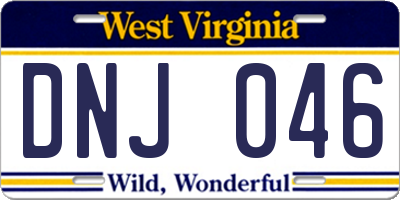 WV license plate DNJ046