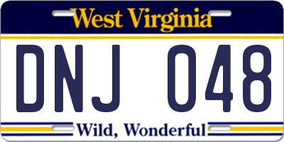WV license plate DNJ048