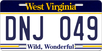 WV license plate DNJ049
