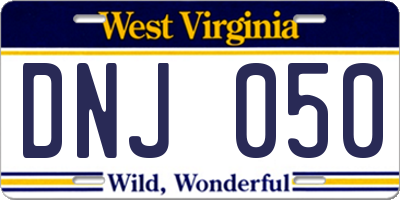 WV license plate DNJ050