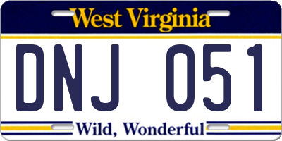 WV license plate DNJ051