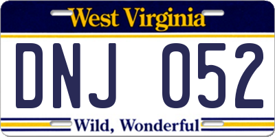 WV license plate DNJ052