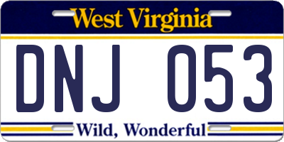 WV license plate DNJ053