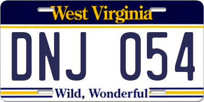 WV license plate DNJ054