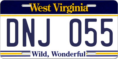 WV license plate DNJ055
