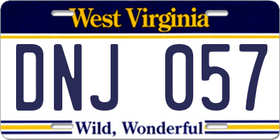WV license plate DNJ057
