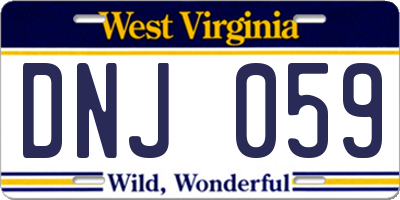 WV license plate DNJ059