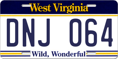 WV license plate DNJ064