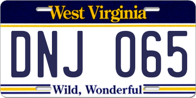 WV license plate DNJ065
