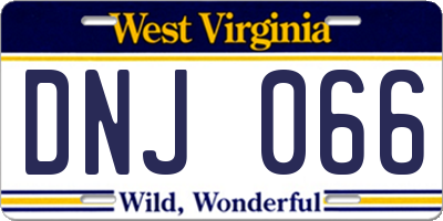 WV license plate DNJ066