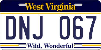 WV license plate DNJ067