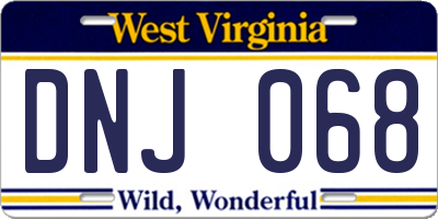 WV license plate DNJ068