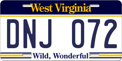 WV license plate DNJ072