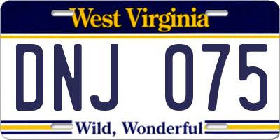 WV license plate DNJ075
