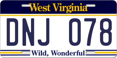 WV license plate DNJ078
