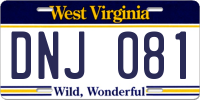 WV license plate DNJ081