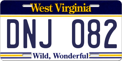 WV license plate DNJ082