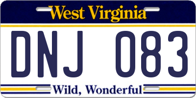 WV license plate DNJ083