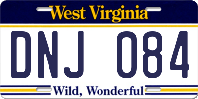 WV license plate DNJ084